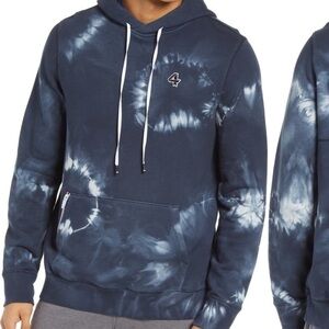 Fourlaps Men’s Rush Pullover Hoodie Navy Tie Dye Size Medium Athletic Fit New